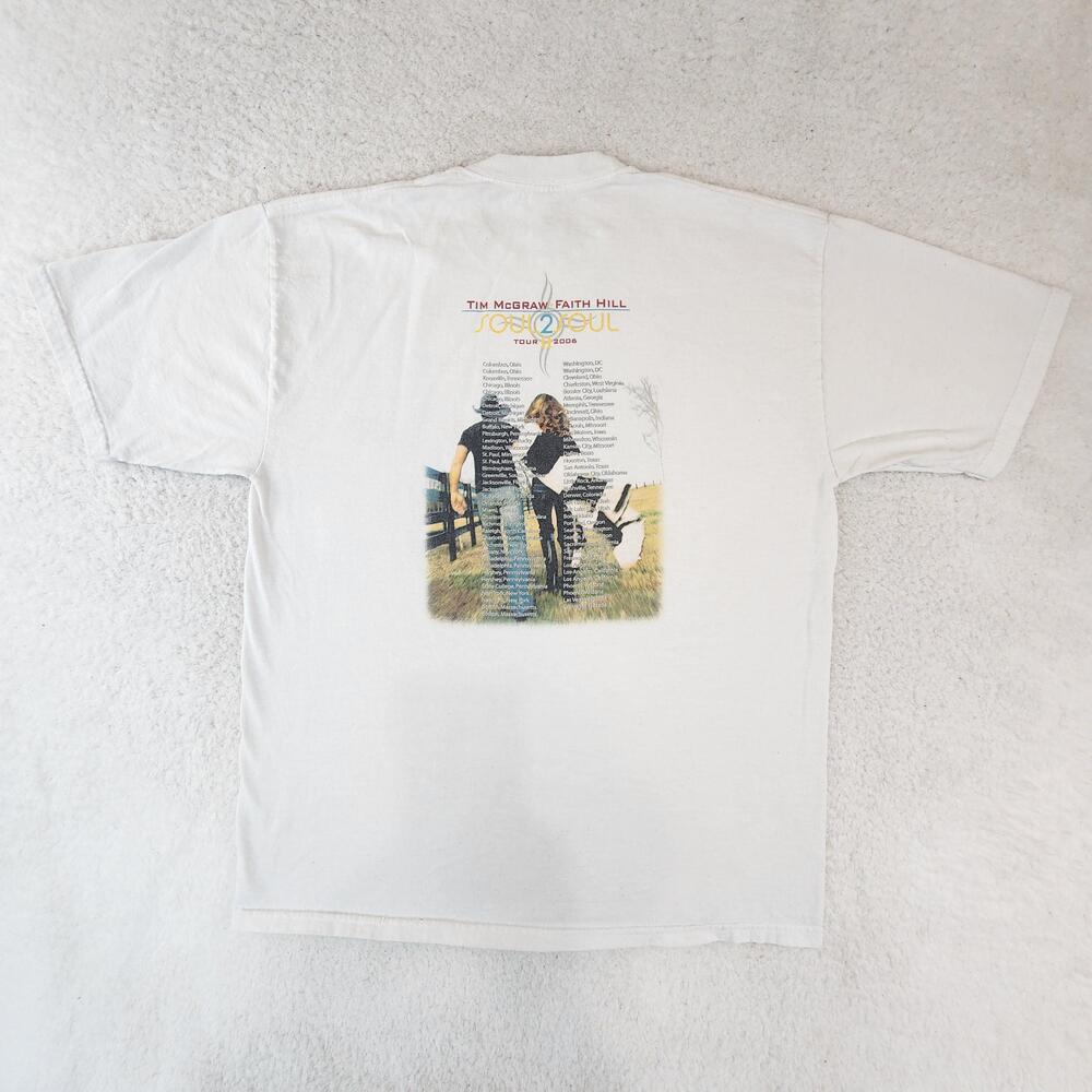Vintage Tim McGraw Faith Hill Soul2Soul II Tour Shirt Mens XL White 2006 Concert - Picture 10 of 14